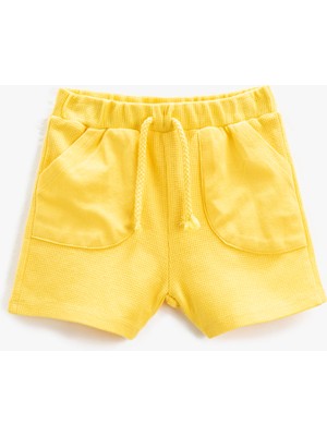 Koton Şort Cepli Beli Bağlamalı Dokulu