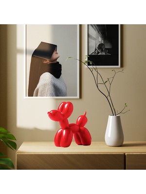 Minazey Aria Modern Balon Köpek Kırmızı Biblo Dekoratif Aksesuar