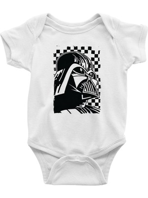 Tişört Fabrikası Star Wars (Dart Vader) Baskılı Beyaz Unisex Bebek Body - Zıbın