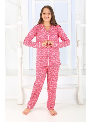 Vitmo Düğmeli Kız Uzun Kollu 'hoho' Model Pijama Takımı