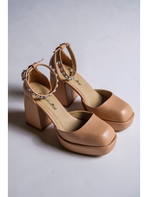 Sandy Nude Cilt Taşlı Platform Kadın Ayakkabı