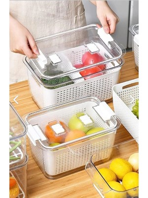 Leeshome Lossa Lüx 3 Adet Buzdolabı Içi Süzgeçli Organizer(2,5lt,5lt,9lt) Set-Saklama Buzdolabı Organizer
