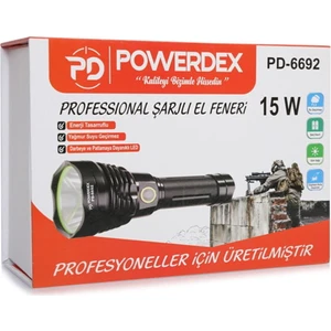 Powerdex PD-6692 15 Watt 1000 Lümen Profesyonel Şarjlı El Feneri