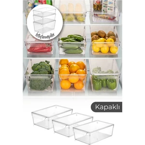 Nesto Home 3 Adet Kapaklı Buzdolabı Organizeri 20 x 32,5 x 10
