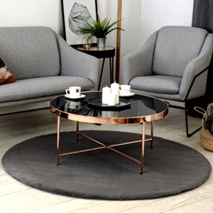 Rex Tavşanı Dekoratif Yuvarlak Post Halı Antrasit (Tüy Yüksekliği 22 Mm)