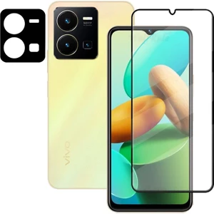 Vivo Y22S Ekran Koruyucu Seramik Tam Ekran 2 Adet + Kamera Lens Koruyucu