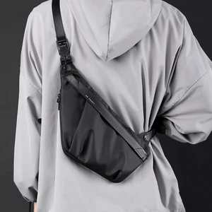 Erkek Askılı Sırt Çantası Sıçramaya Dayanıklı Naylon Kumaş Fanny Pack Ayarlanabilir Omuz Askısı  (Yurt Dışından)