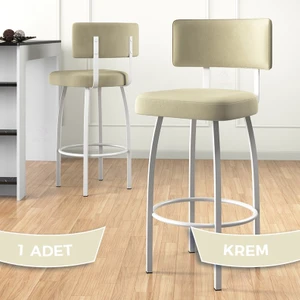 Wosa Serisi Mutfak Bar Sandalyesi, Babyface Kumaş Beyaz Metal Ayak 1 Adet Sandalye