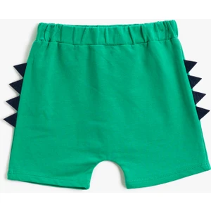 Aplike Detaylı Şort Arkası Baskılı Beli Lastikli