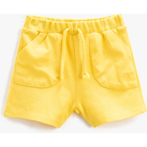 Şort Cepli Beli Bağlamalı Dokulu