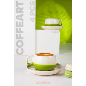 Coffeart Yeşil El Yapımı Nescafe, Mocha, Americano, Filtre Kahve Fincan Seti 2'li
