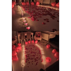 Tinky Winky Kalp Mum, Love ve Kalp Balon, Gül Yaprağı, Tealight Mum Süsleme, Sevgililer Günü, Evlilik Teklifi