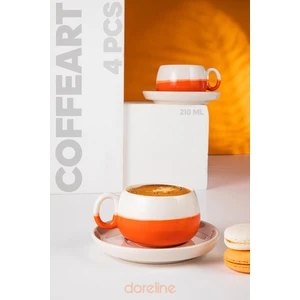 Coffeart Turuncu El Yapımı Nescafe, Mocha, Americano, Filtre Kahve Fincan Seti 2'li