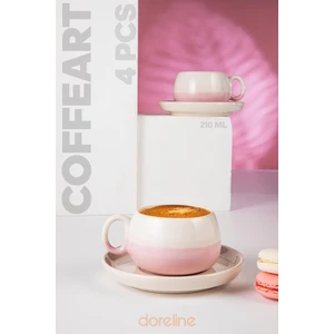 Coffeart Pembe El Yapımı Nescafe, Mocha, Americano, Filtre Kahve Fincan Seti 2'li