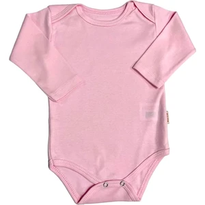 Çıtçıtlı  bebek Body Zıbın Askılı Düz Pembe Renk