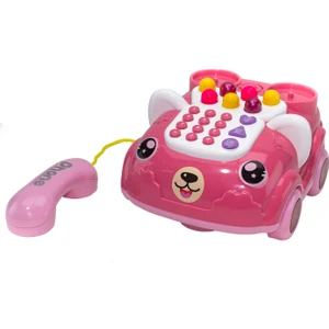 Sevimli Telefon Işıklı Sesli Klasik Telefon Pembe