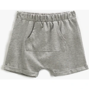 Şort Kanguru Cepli Beli Lastikli Arkası Baskılı