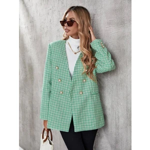 Kadın Içi Astarlı Düğme Detaylı Chanel Kumaş Blazer Ceket