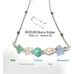 İkizler Burcu Doğal Taşlı Kolye 45 cm