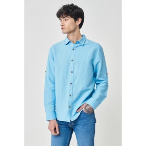 Regular Fit Normal Kesim %100 Pamuk Pembe Uzun Kollu Gömlek