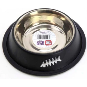 Balık Desenli Siyah Çelik Mama ve Su Kabı 16 Oz PFMK-4102
