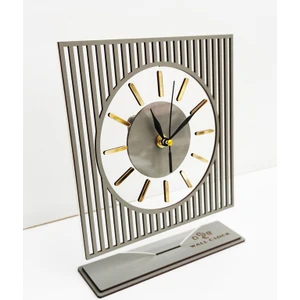 Asse Tasarım Long Line Mirrored Desk Clock ( Masa Saati 20X24 ) Sessiz Mekanizma