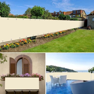 Ceylan Home Balkon Demiri Perdesi Bağcıklı Düz Krem Ölçü Seçenekli