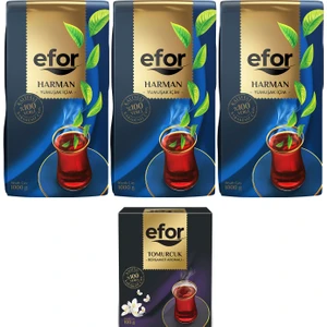 Efor Çay Efor Harman Siyah Dökme Çay 1.000GR x 3 Adet + Tomurcuk Bergamot Aromalı 100GR