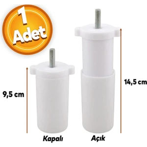 Gizli Mobilya Kanepe Sehpa Tv Ünitesi Koltuk Ayağı Ayarlanabilir 9.5 cm Beyaz Baza Ayak