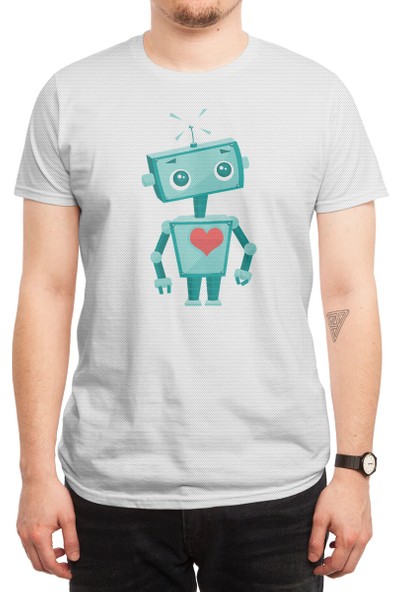 Fizello Robot Shirt- Robot Heart Beyaz Spor Tişört