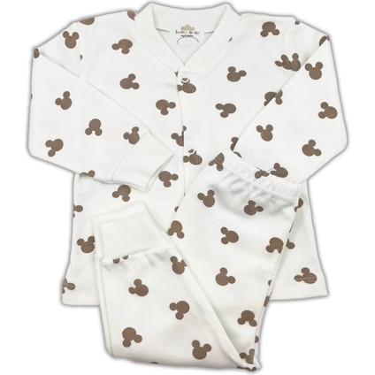 Sema Baby Mickey Mouse Bebek Pijama Takımı &ndash; Ekru 0-3 Ay