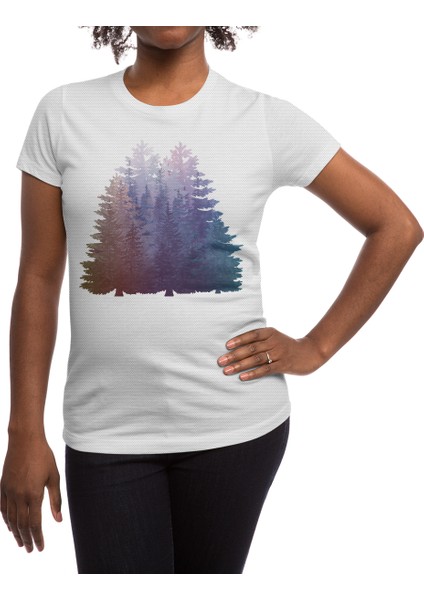 My Misty Secret Forest Pine Trees Beyaz Spor Tişört