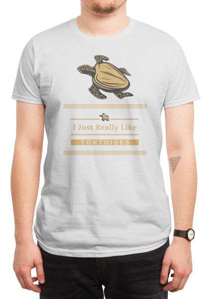 I Just Really Like Tortoises Cool Turtle Lover Design Beyaz Spor Tişört