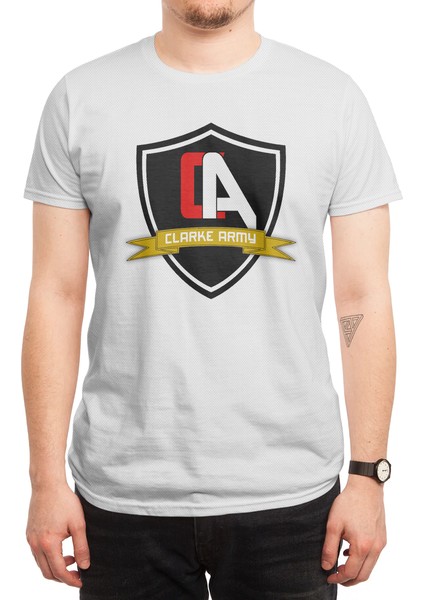 Womans T-Shirts "clarke Army" Large Logo Beyaz Spor Tişört