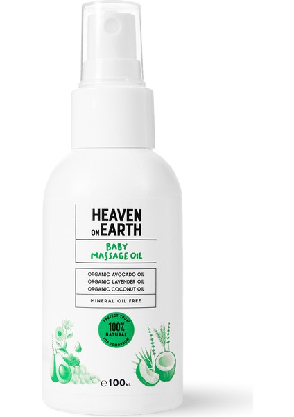 HonE VEGAN %100 DOĞAL VE ORGANİK içerikli Bebek Masaj Yağı/ Heaven on Earth HonE Vegan, 100% Natural Baby Massage Oil-100mL