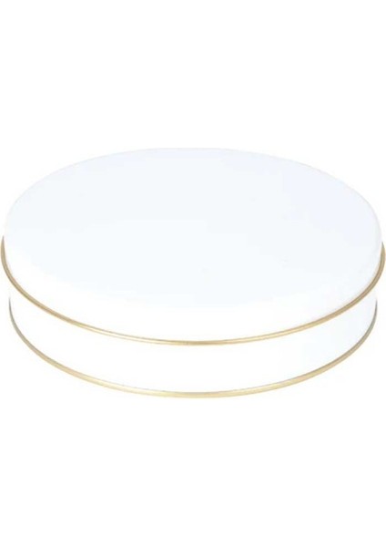 Yuvarlak Teneke Kutu Bal ve Şeker Kutusu 7x2 cm - 12'li Beyaz
