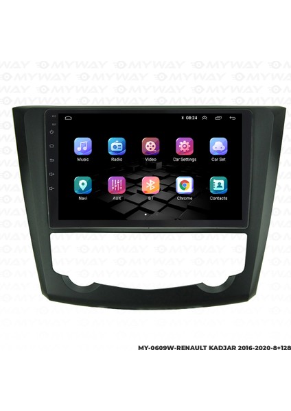 Renault Kadjar Android Multimedya Carplay Navigasyon Ekran - 8gb RAM+128 GB HDD - Myway