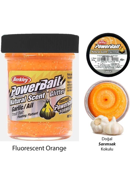 Powerbait Doğal Kokulu Glitter (Simli) Alabalık Hamuru - Fluorescent Orange