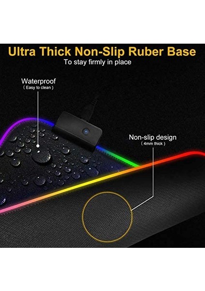 Rgb Siyah Zemin Ledli Gaming Mouse Pad Oyuncu Mouseped AL2595