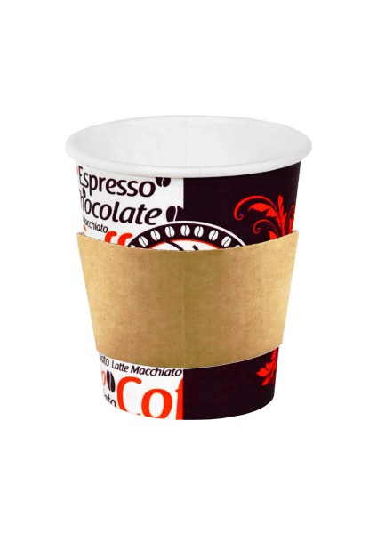 8 Oz Tutamaçlı Karton Bardak Latte Kahve Kağıt Bardak Sleeve 250 ml 150'li