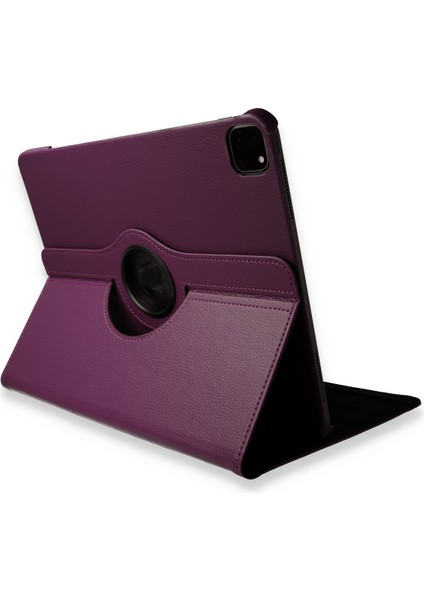 iPad Pro 12.9 (2021) Kılıf 360 Tablet Dönerli Kılıf - Mürdüm
