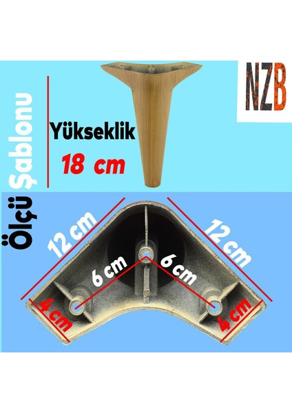 Lüks Mobilya Kanepe Sehpa Tv Ünitesi Koltuk Ayağı 18 cm Açık Kahverengi Desenli Baza Ayak