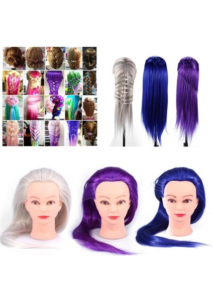 60 cm Saç Eğitim Baş Mankeni Başkanı Bebek Saç Şekillendirici Kafa Saç Manken Mankeni Başkanı Kuaförlük Gümüş Gri (Yurt Dışından) fiyatları