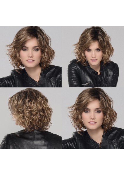 Moda Sentetik Kısa Kıvırcık Saç Peruk Dalga Saç Doğal Saç Peruk Kadın Fiber (Yurt Dışından)