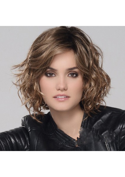 Moda Sentetik Kısa Kıvırcık Saç Peruk Dalga Saç Doğal Saç Peruk Kadın Fiber (Yurt Dışından) fırsatları