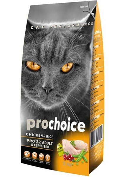Prochoice Pro 32 Sterilised Tavuklu Kısırlaştırılmış Yetişkin Kedi Maması 2 kg