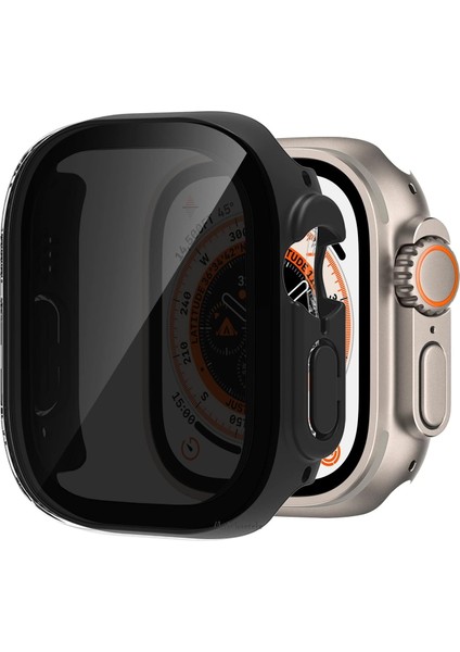 Apple Watch Ultra 49MM Uyumlu Ekran ve Kasa Koruyucu Privacy Cam Hayalet Military 49MM Kılıf Gard Pc Tam Kaplar