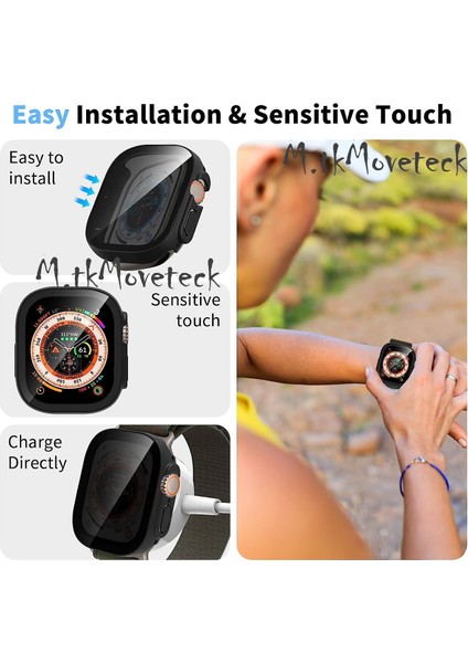 Apple Watch Ultra 49MM Uyumlu Ekran ve Kasa Koruyucu Privacy Cam Hayalet Military 49MM Kılıf Gard Pc Tam Kaplar indirimleri
