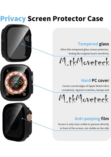 Apple Watch Ultra 49MM Uyumlu Ekran ve Kasa Koruyucu Privacy Cam Hayalet Military 49MM Kılıf Gard Pc Tam Kaplar fiyatları
