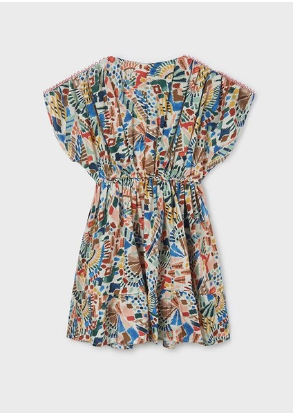 Kız Çocuk Baskılı Elbise Beyaz 6923 fırsatları